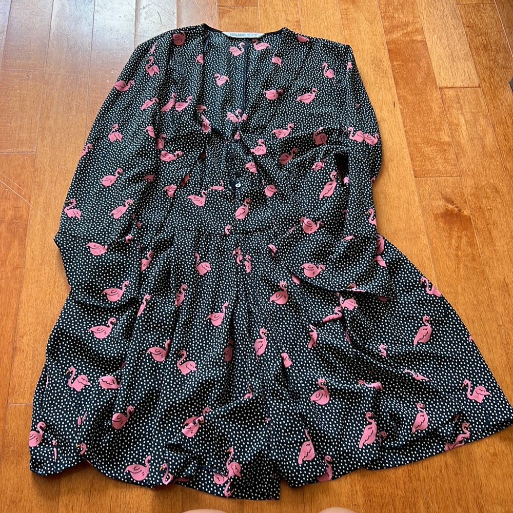 Zara Button-Front Flamingo Romper